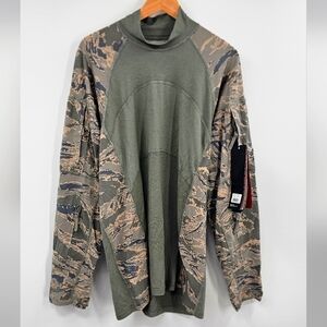 Massif Airman Battle Shirt Camo Green Long Sleeve NWT Size Large